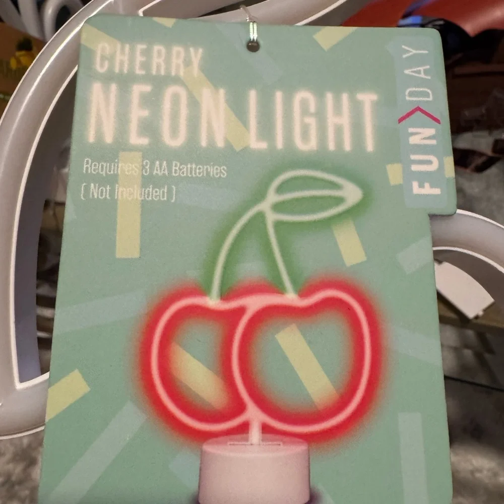 Neon Light * Cherry * Accent Light - Red & Green Plastic 10” Desktop